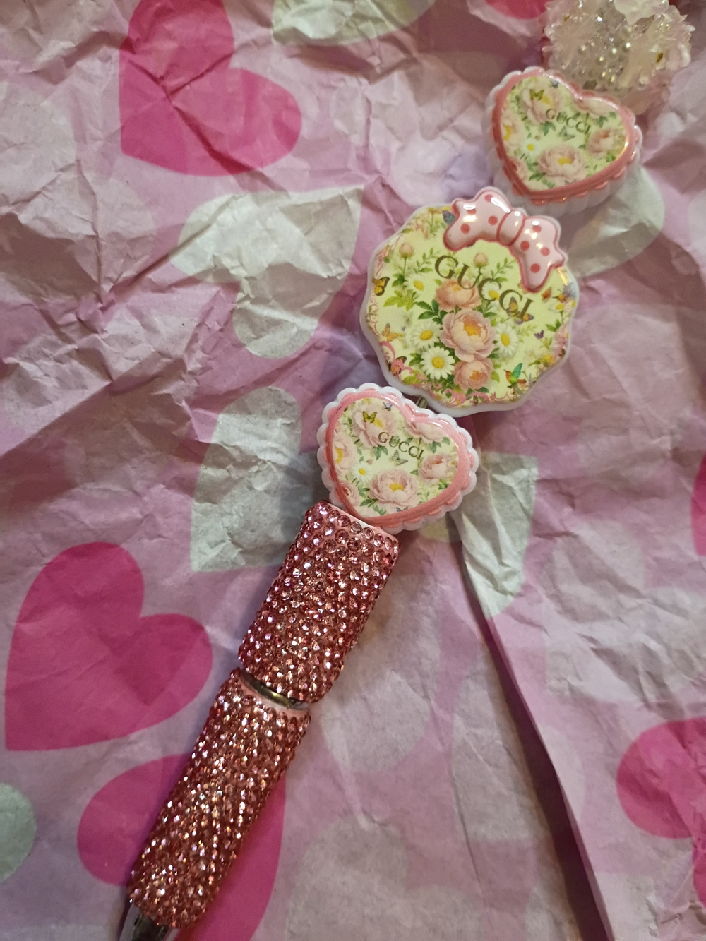 Pink Rhinestone Beaded Fancy Pen